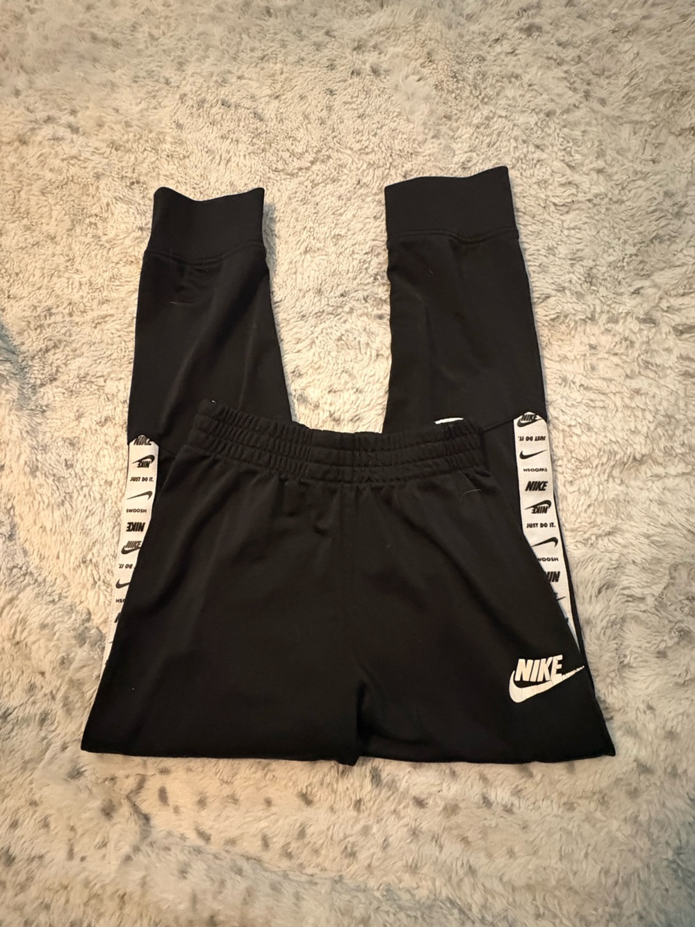 Nike Kids Black Joggers with White Swoosh